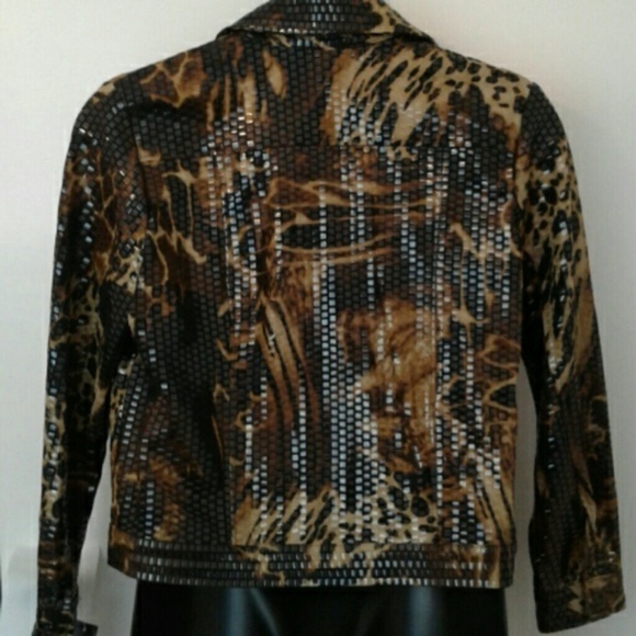 Trending! NWT! Elementz embellished jungle print jacket/top, Sz Medium - Picture 6 of 8